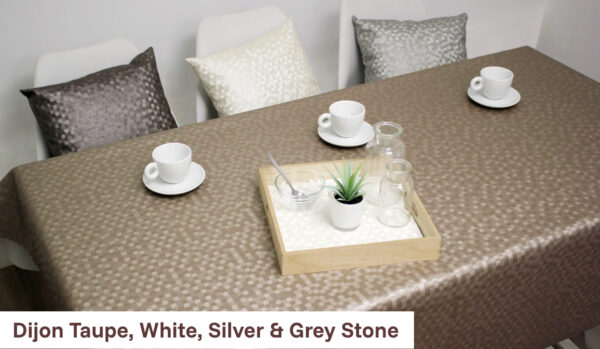 Dijon Taupe, White, Silver & Grey Stone