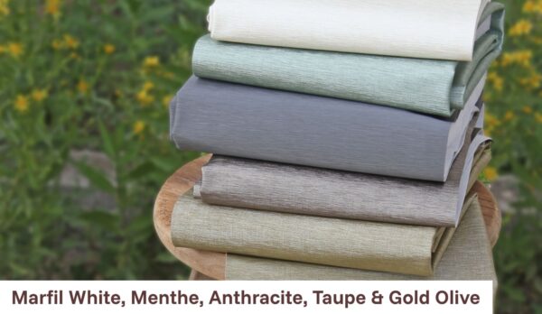 Marfil White, Menthe, Anthracite, Taupe & Gold Olive